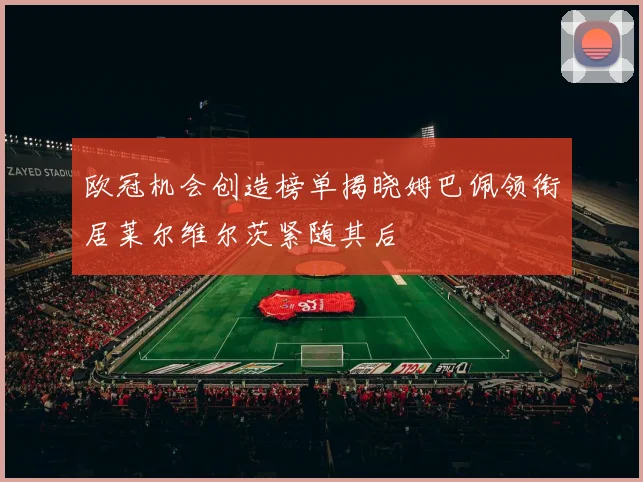 欧冠机会创造榜单揭晓姆巴佩领衔居莱尔维尔茨紧随其后